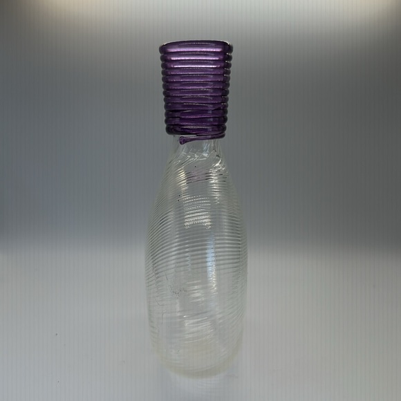 Studio PARAN Richard Jones Optic Twist Flask Glass Vase purple and clear Signed - Picture 3 of 12